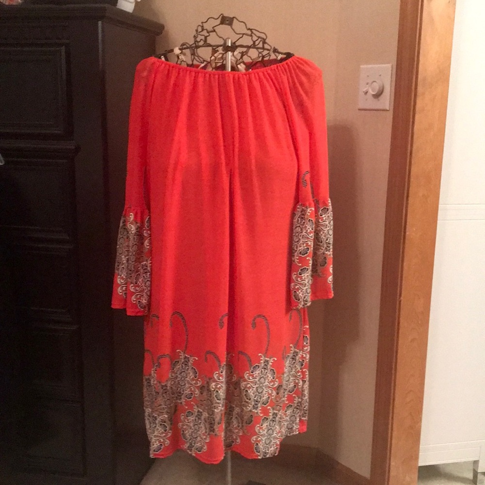 Off-Shoulder Coral Dress